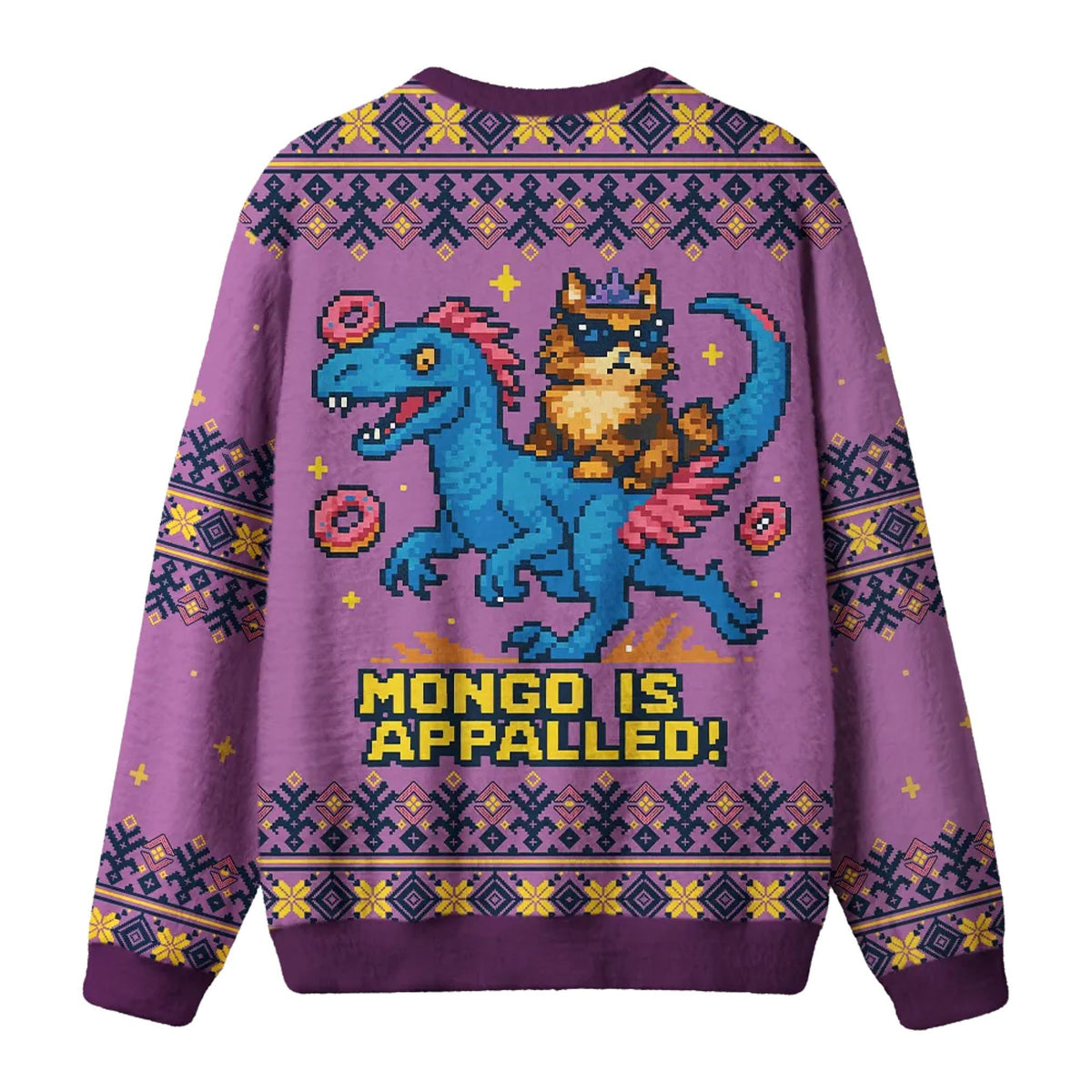 Mongo Is Appalled Cat Riding Blue Dinosaur Christmas 2026 Ugly Sweater Xmas Gift For Cat Mom - Foxy23shop