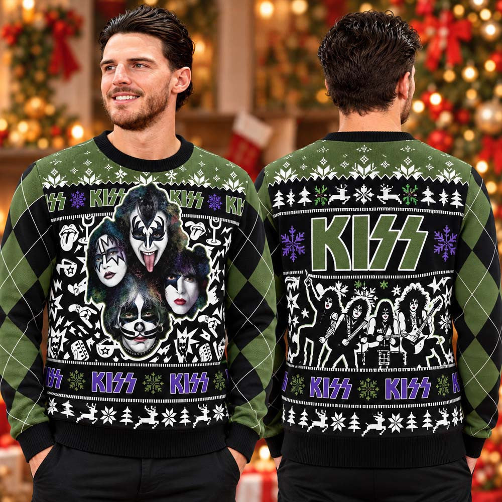 Kiss Band Best Gift For Fans Ugly Christmas Sweater Kiss Merch Best Gifts For Rock Lovers - Foxy23shop