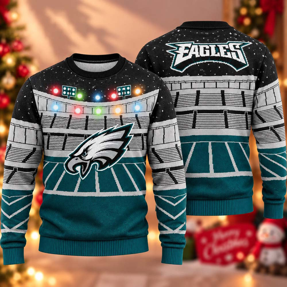 Philadelphia Eagles Light Up Bluetooth 2026 Ugly Christmas Sweater Xmas Clothing Gifts For Sports Fans - Foxy23shop