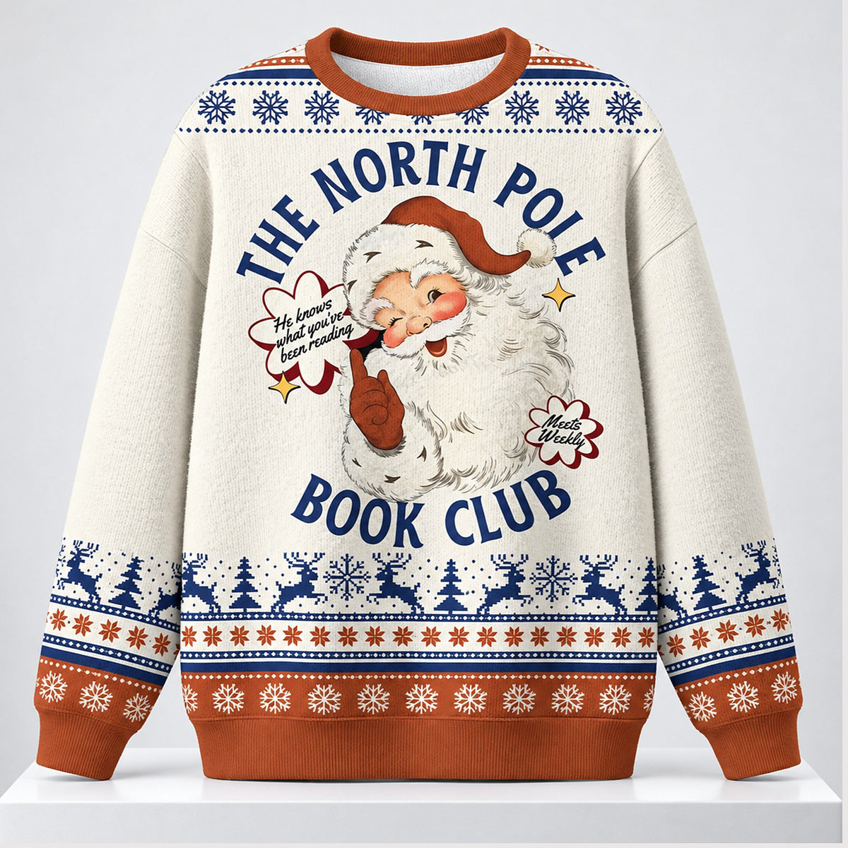 Santa Claus The North Pole Book Club Christmas 2026 Ugly Christmas Sweater Xmas Gifts For Girlfriend - Foxy23shop