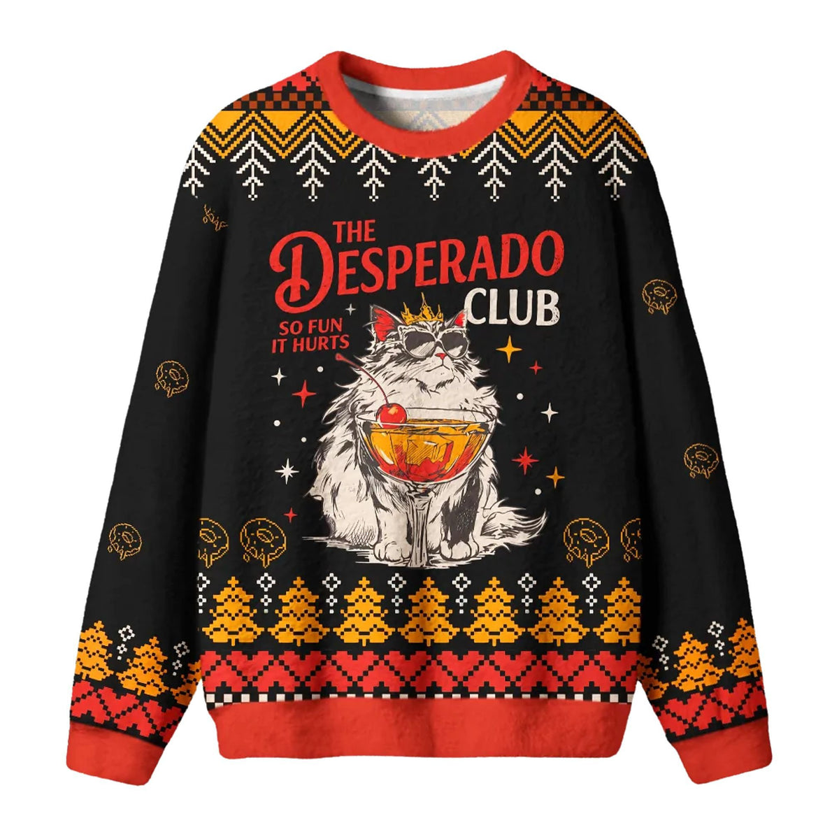 The Desperado Club So Fun It Hurts Cat Drinking Cocktail Christmas 2026 Ugly Sweater Xmas Gifts For Cat Lovers - Foxy23shop