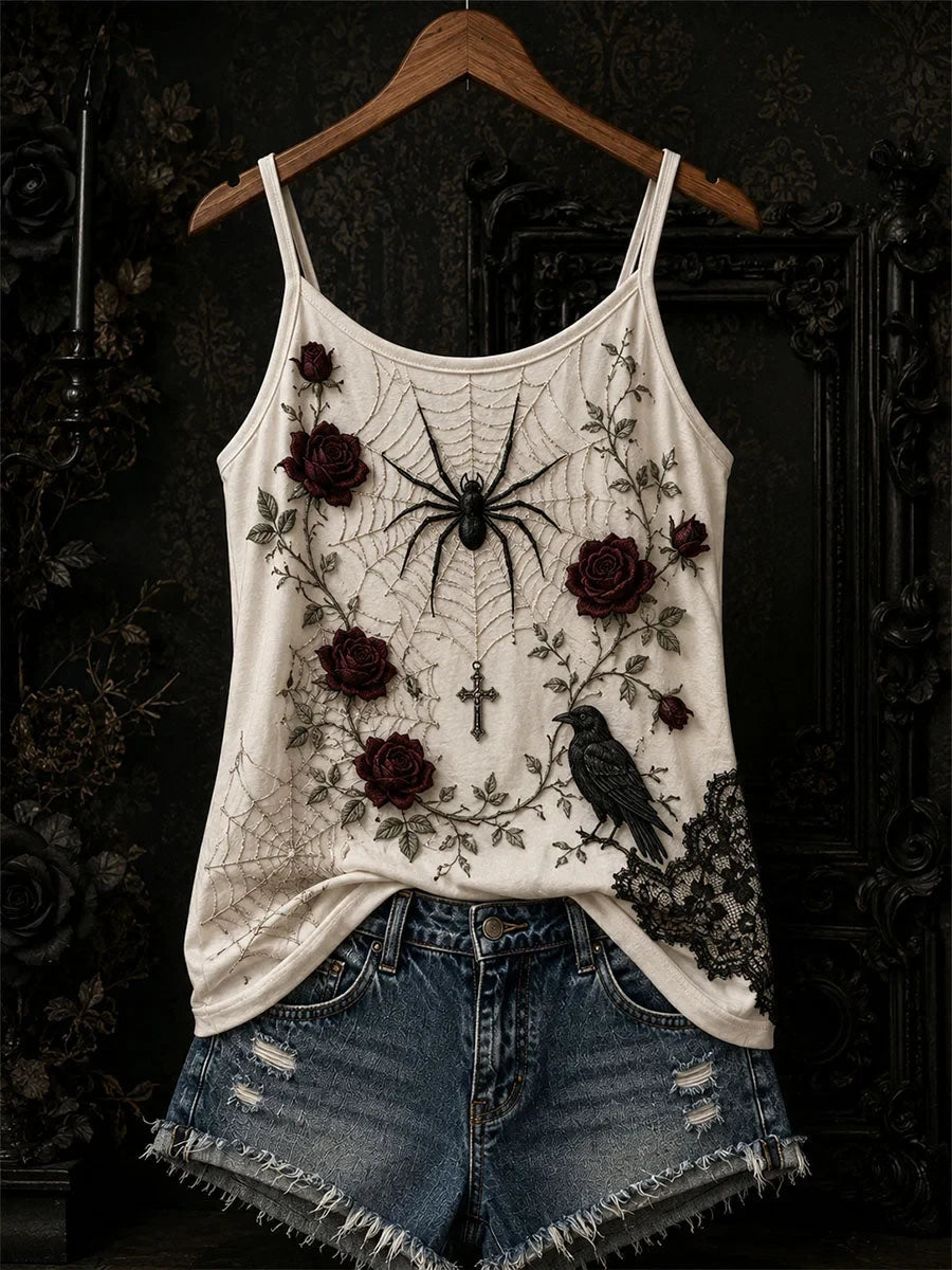 Spider Web Gothic Tank Top Scary Halloween Costume Gifts For Mother - Foxy23shop