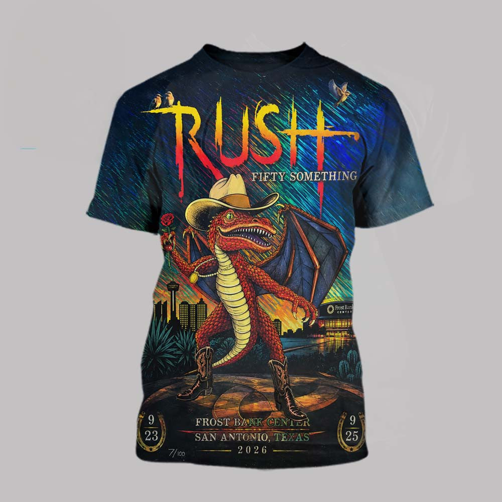 Rush Fifty Something Tour San Antonio Texas Event T-Shirt Rush Concert Outfits Rock Fan Gifts - Foxy23shop