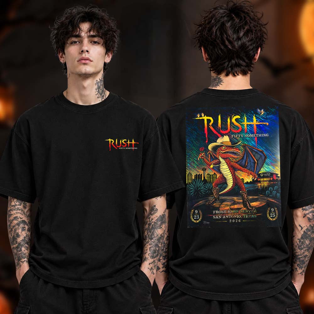 Rush Fifty Something Tour San Antonio Texas Event T-Shirt Rush Merch Gifts For Rock Fans - Foxy23shop