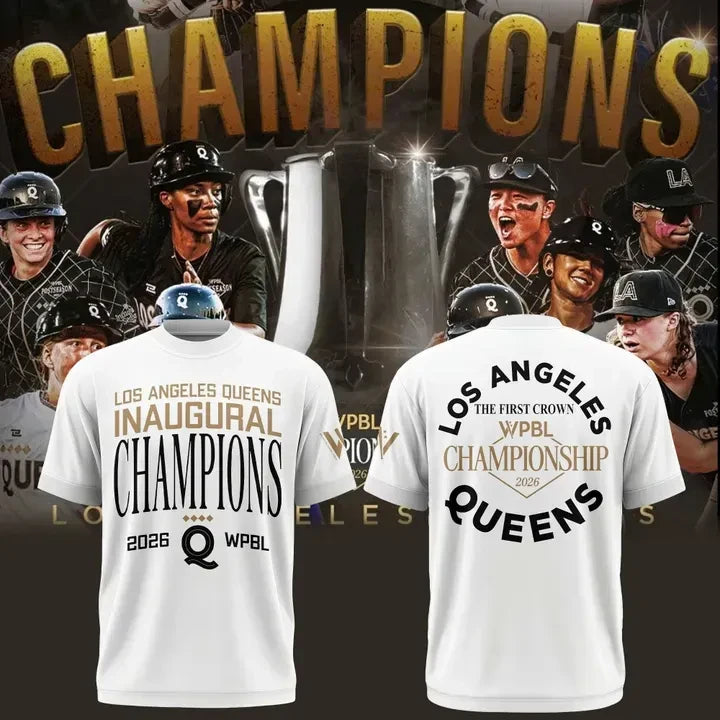 Los Angeles Queens Merch Women's Pro Baseball League Championship T-Shirt Best Gifts For Football Lover - Foxy23shop