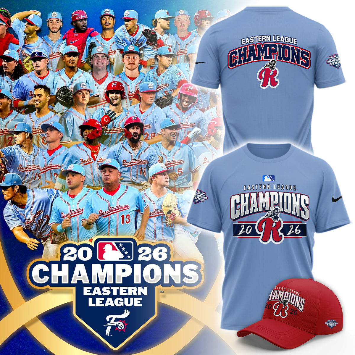 Reading Fightin Phils Merch 2026 Eastern League Championship T-Shirt Football Fan Gear - Foxy23shop