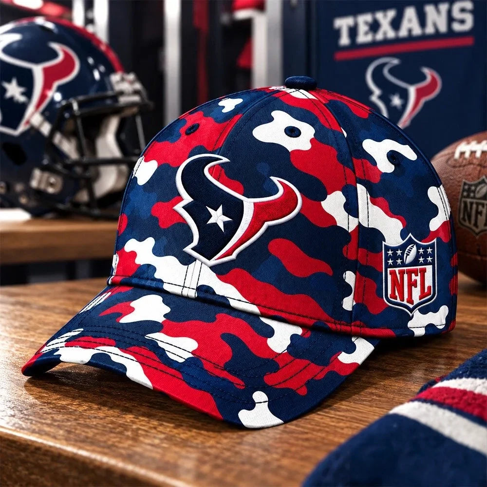 Houston Texans 2026 NFL Camo Hat Houston Texans Baseball Cap Fan Gear - Foxy23shop