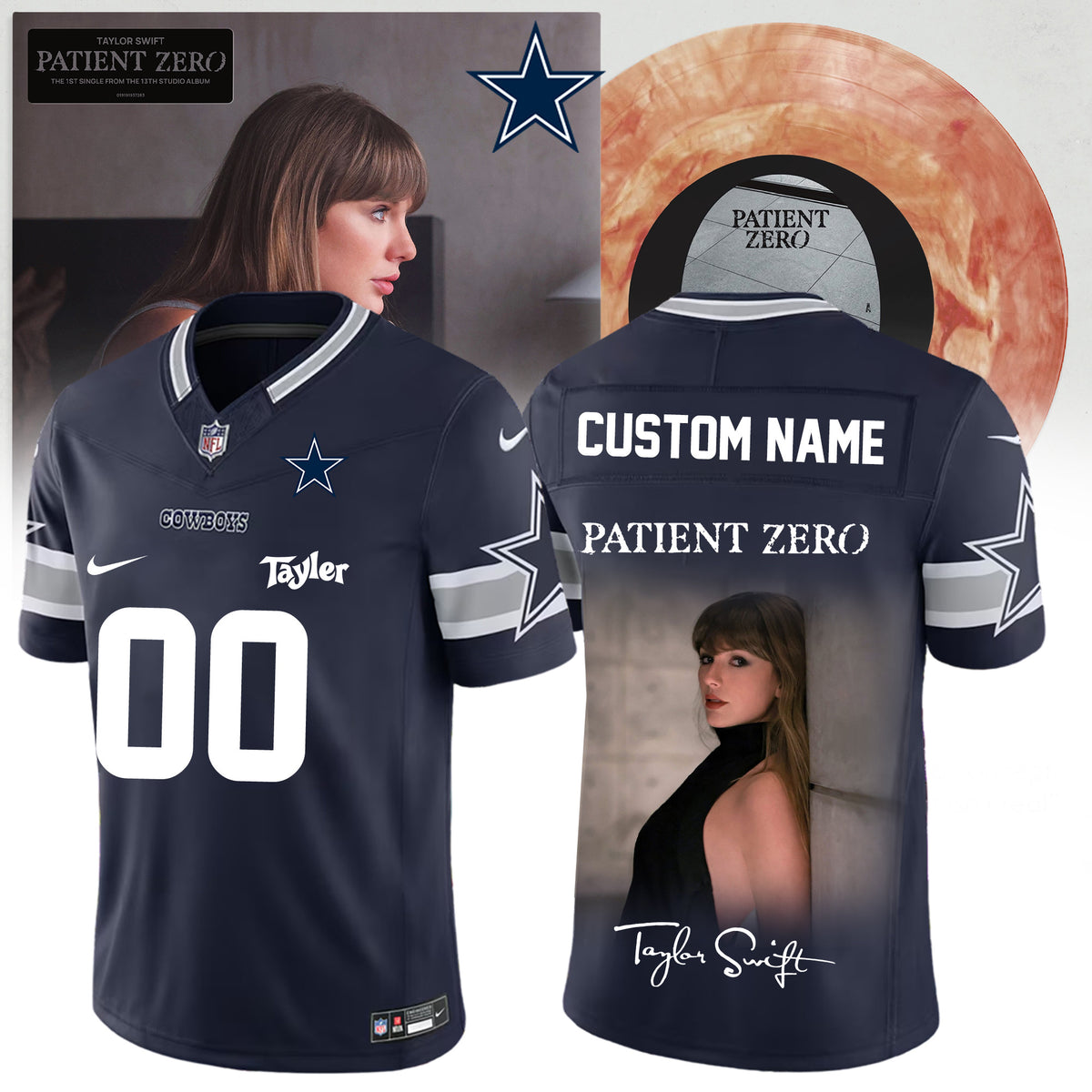 Custom NFL 2026 Dallas Cowboys x Taylor Swift Merch Patient Zero The Life of a Showgirl Jersey Fan Gear - Foxy23shop