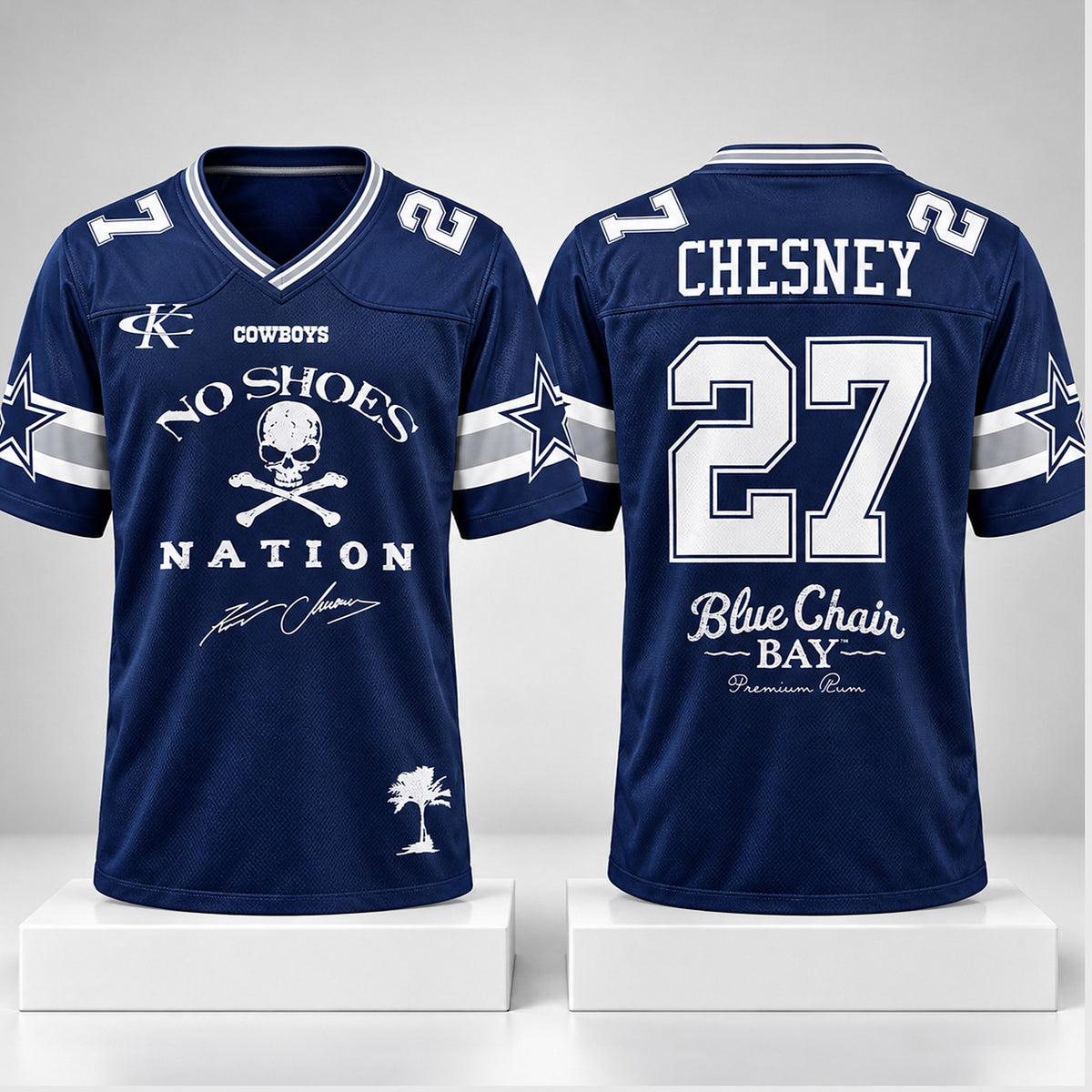 Dallas Cowboys x Kenny Chesney Merch No Shoes Nation Blue Chair Bay 2027 Jersey Gifts For Fans - Foxy23shop