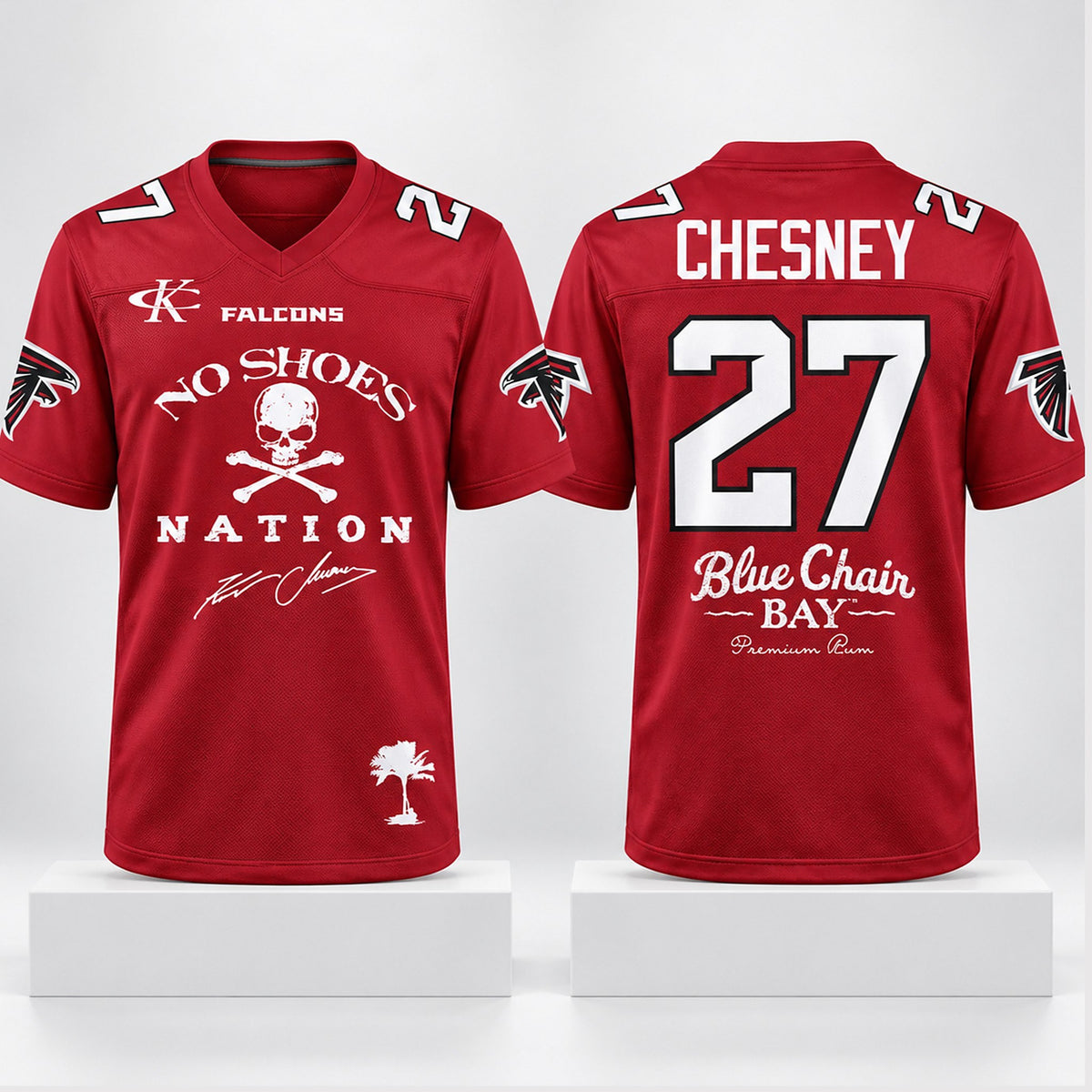 Atlanta Falcons x Kenny Chesney Merch No Shoes Nation Blue Chair Bay 2027 Jersey Fan Gifts - Foxy23shop