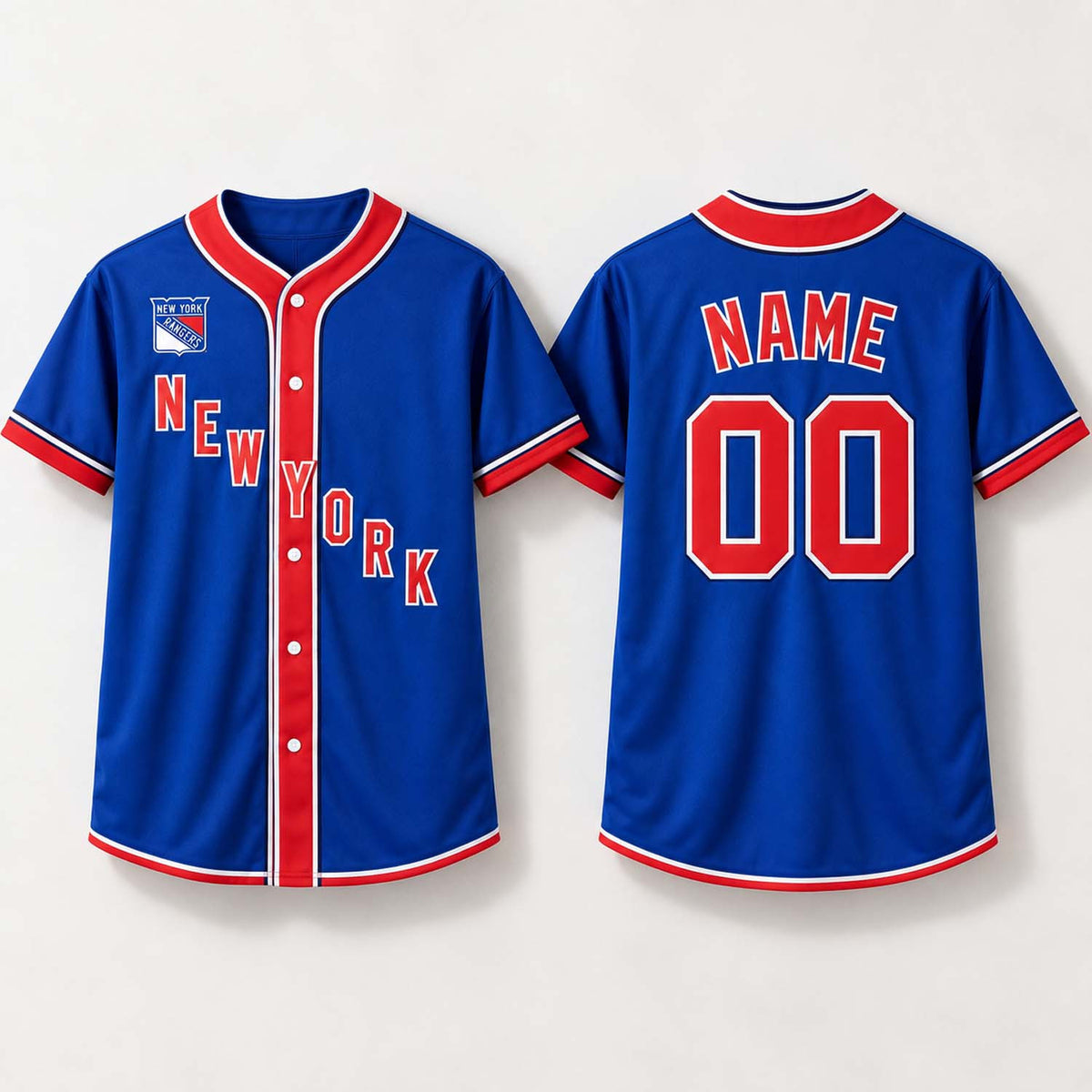 Custom New York Rangers Baseball Jersey New York Rangers Merch Hockey Fan Gear - Foxy23shop