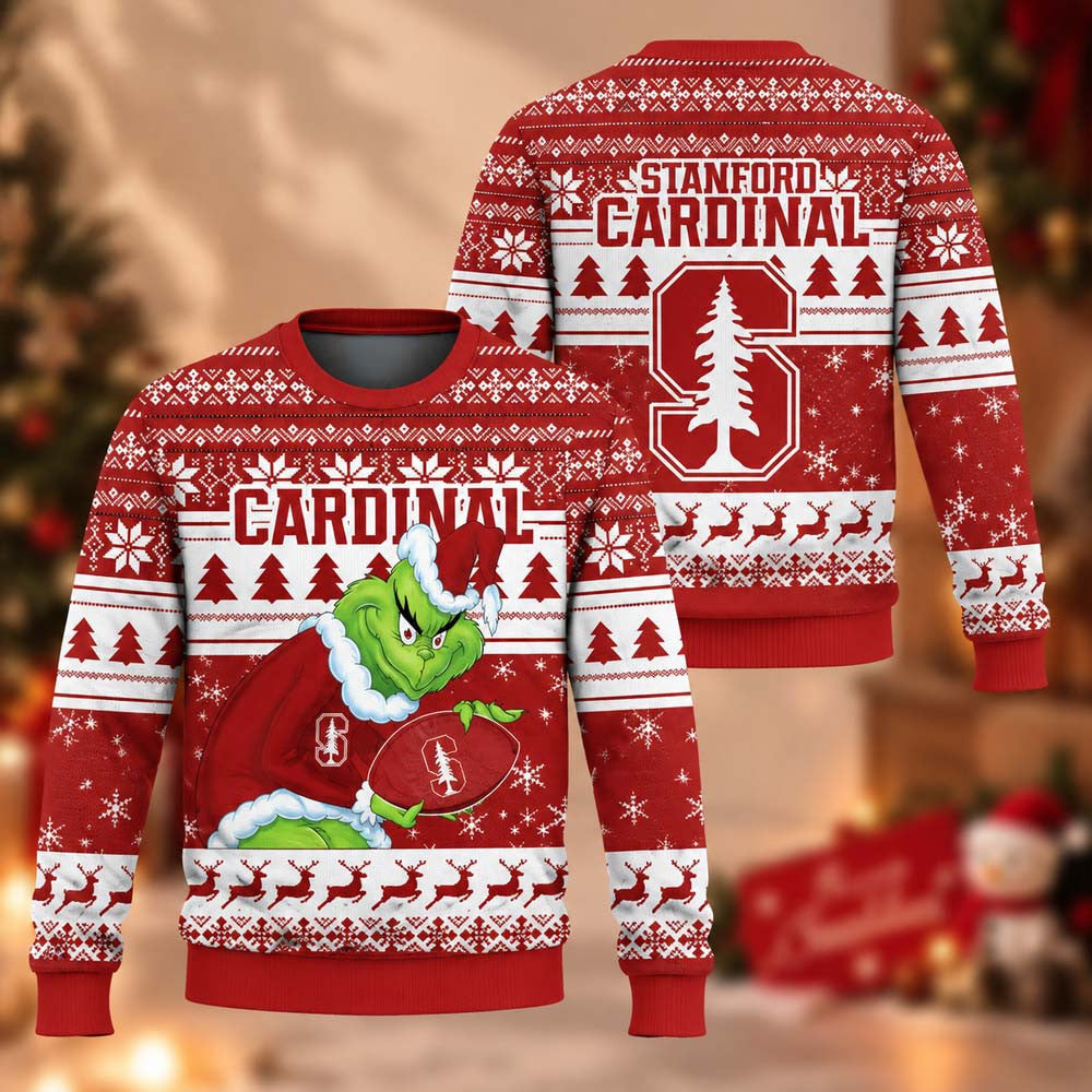 NCAA Stanford Cardinal Grinch Ugly Christmas Sweater Xmas Gifts For Stanford Cardinal Fans - Foxy23shop