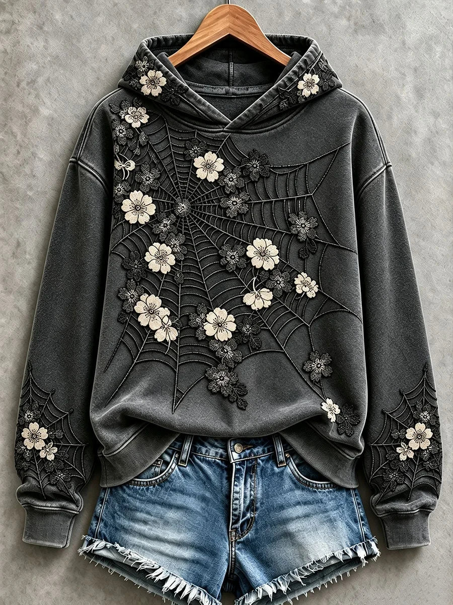 Gothic Spiderweb Halloween Hoodie Scary Halloween Costume Presents For Wife - Foxy23shop