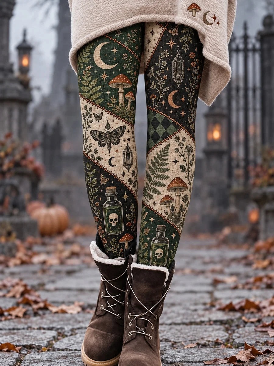 Gothic Halloween Forest Witch Mushroom Leggings Halloween Clothing Gifts For Wife - Foxy23shop