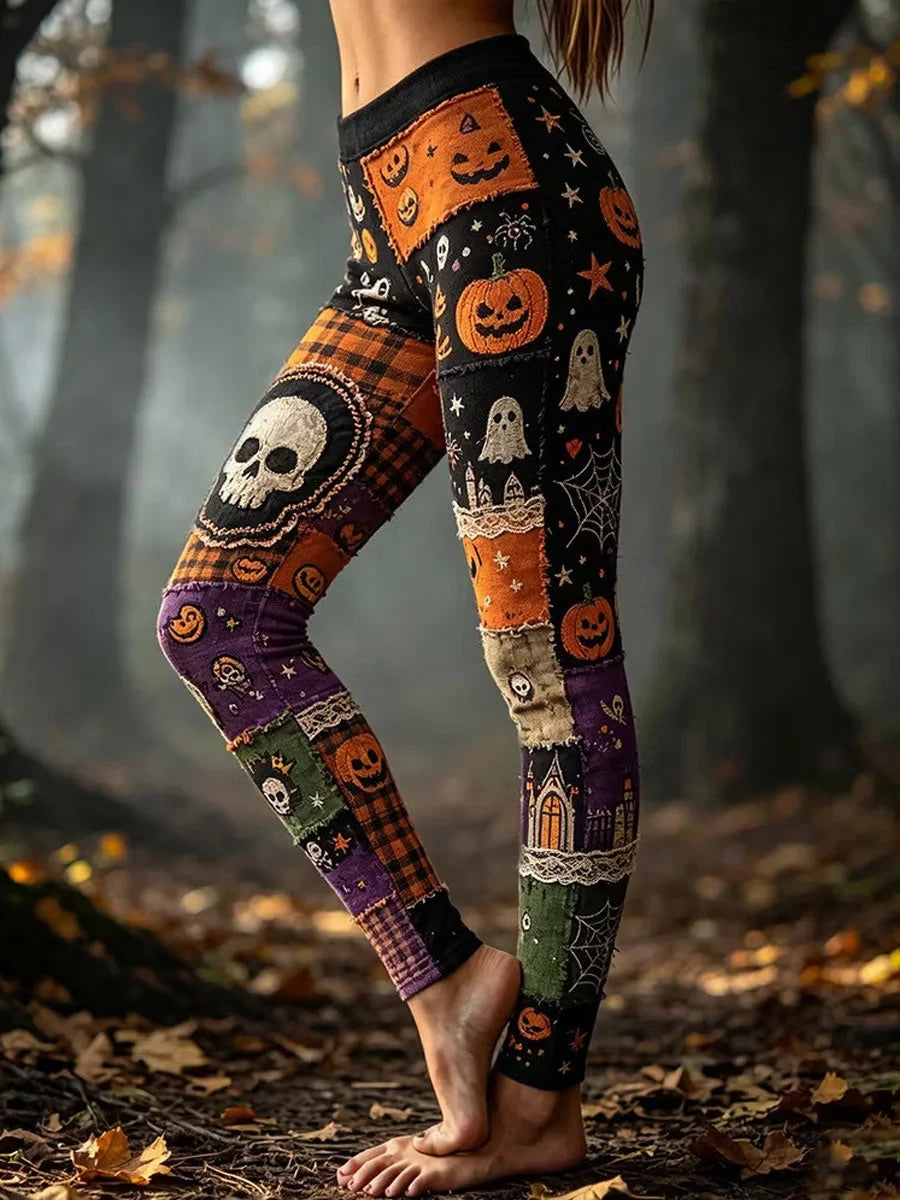 Pumpkin Spice Gothic Style Leggings Scary Halloween Costume Presents For BFF - Foxy23shop
