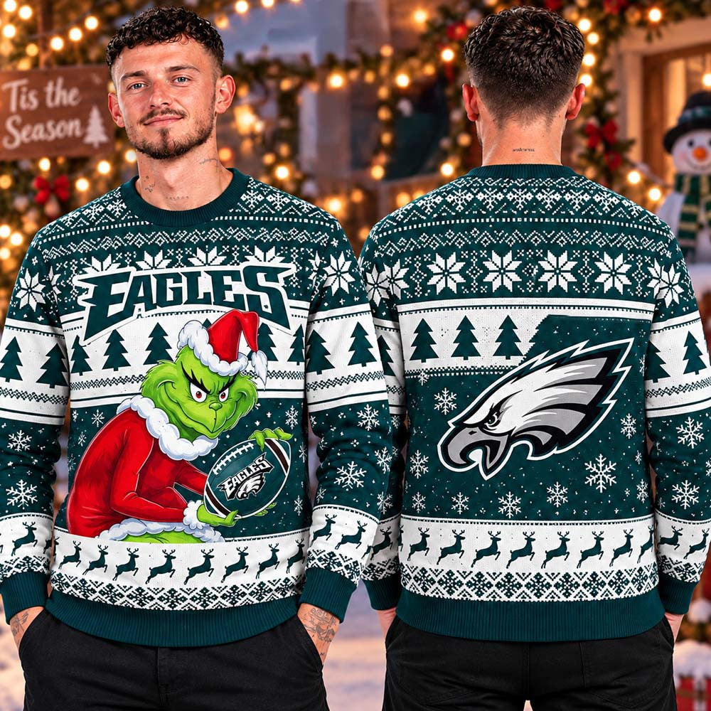 Philadelphia Eagles Grinch Ugly Christmas Sweater Xmas Clothing Gifts For Eagles Fans - Foxy23shop