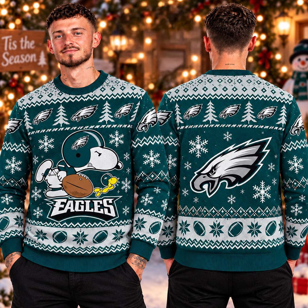Philadelphia Eagles x Snoopy Ugly Christmas Sweater Xmas Clothing Gifts For Snoopy Lovers - Foxy23shop