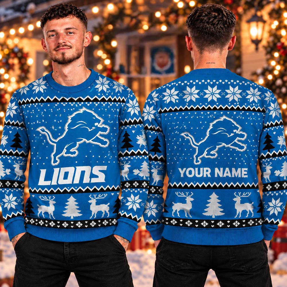 Personalized Detroit Lions 2026 Ugly Christmas Sweater Xmas Clothing Presents For One Pride - Foxy23shop