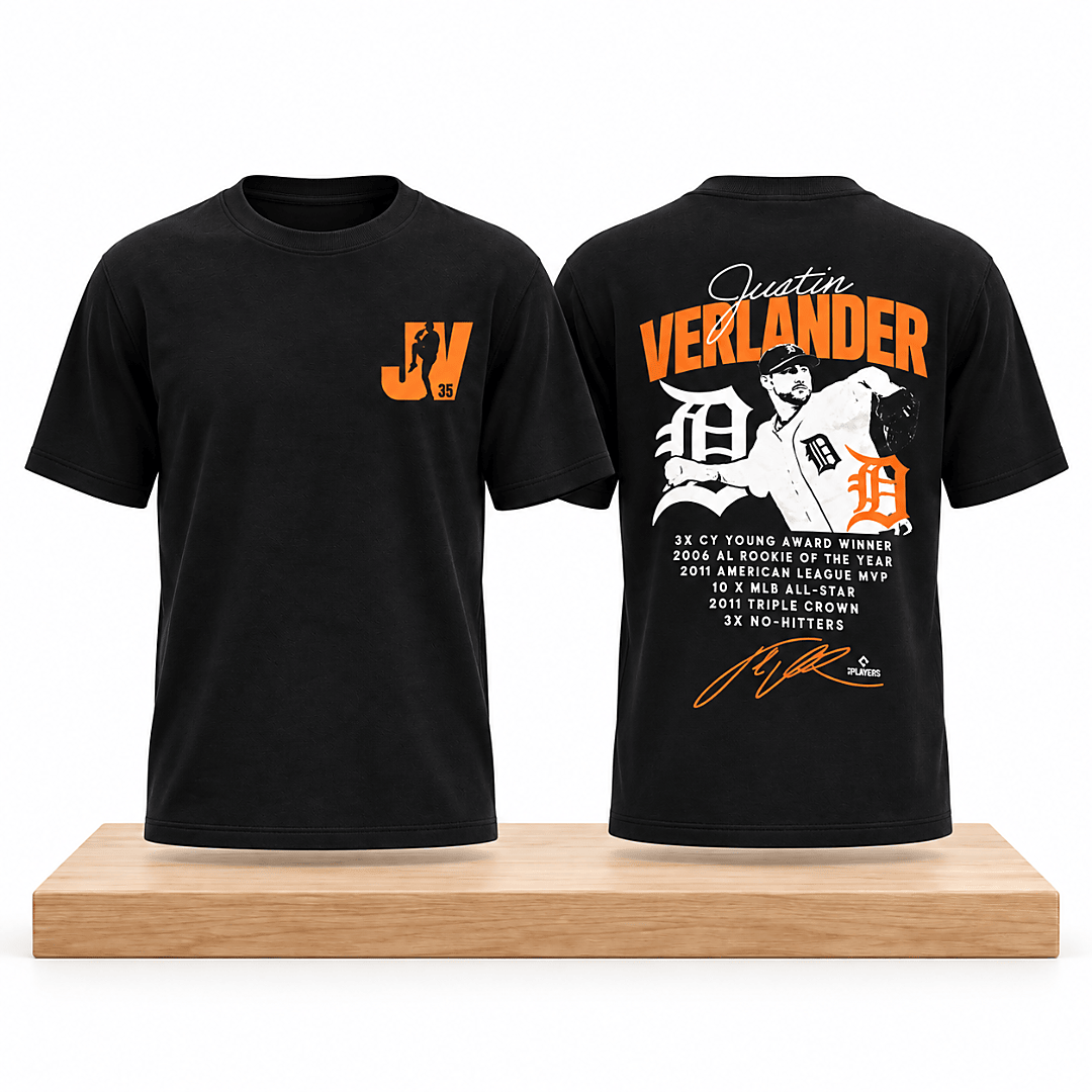 Justin Verlander 35 Detroit Tigers﻿ T-Shirt Gifts For Justin Verlander Fans - Foxy23shop
