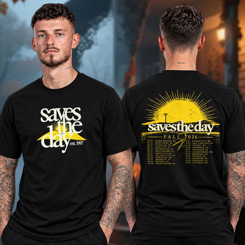 Saves The Day Merch Fall Tour 2026 Dawn Tour Dates T-Shirt Presents For Rock Fans - Foxy23shop