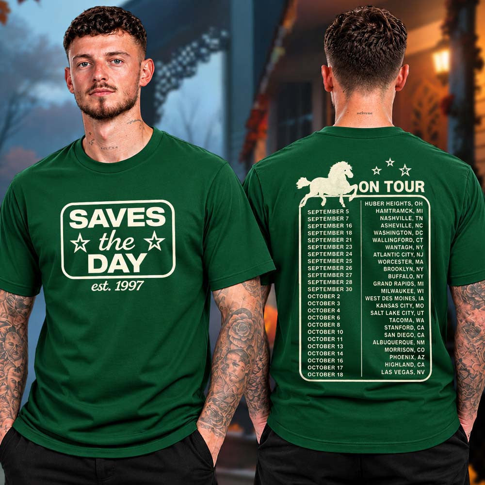 Saves The Day Merch Fall Tour 2026 Horse Tour Dates T-Shirt Gifts For Saves The Day Fans - Foxy23shop