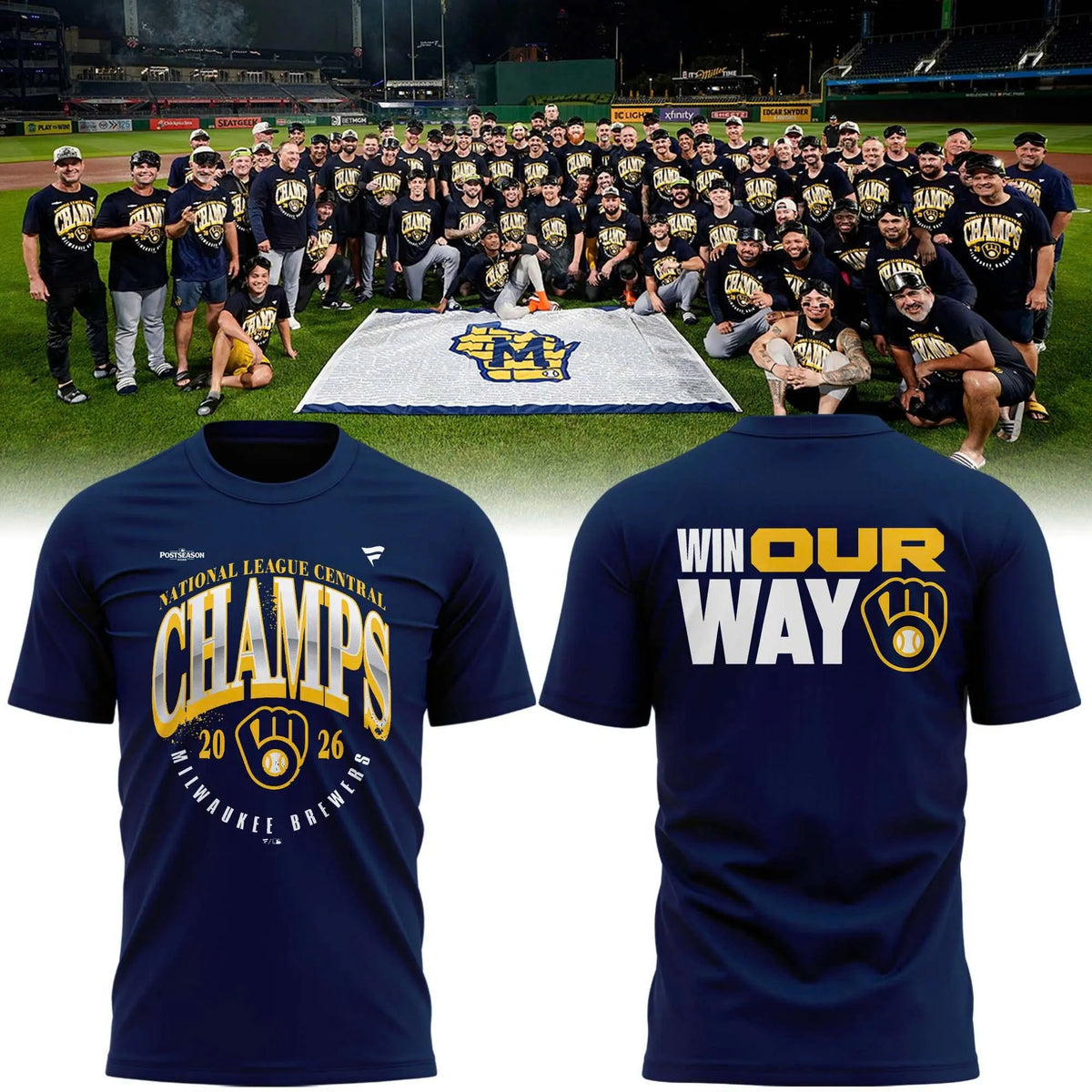 2026 NL Central Division Champions Milwaukee Brewers Shirt Milwaukee Baseball Apparel Gifts - Foxy23shop