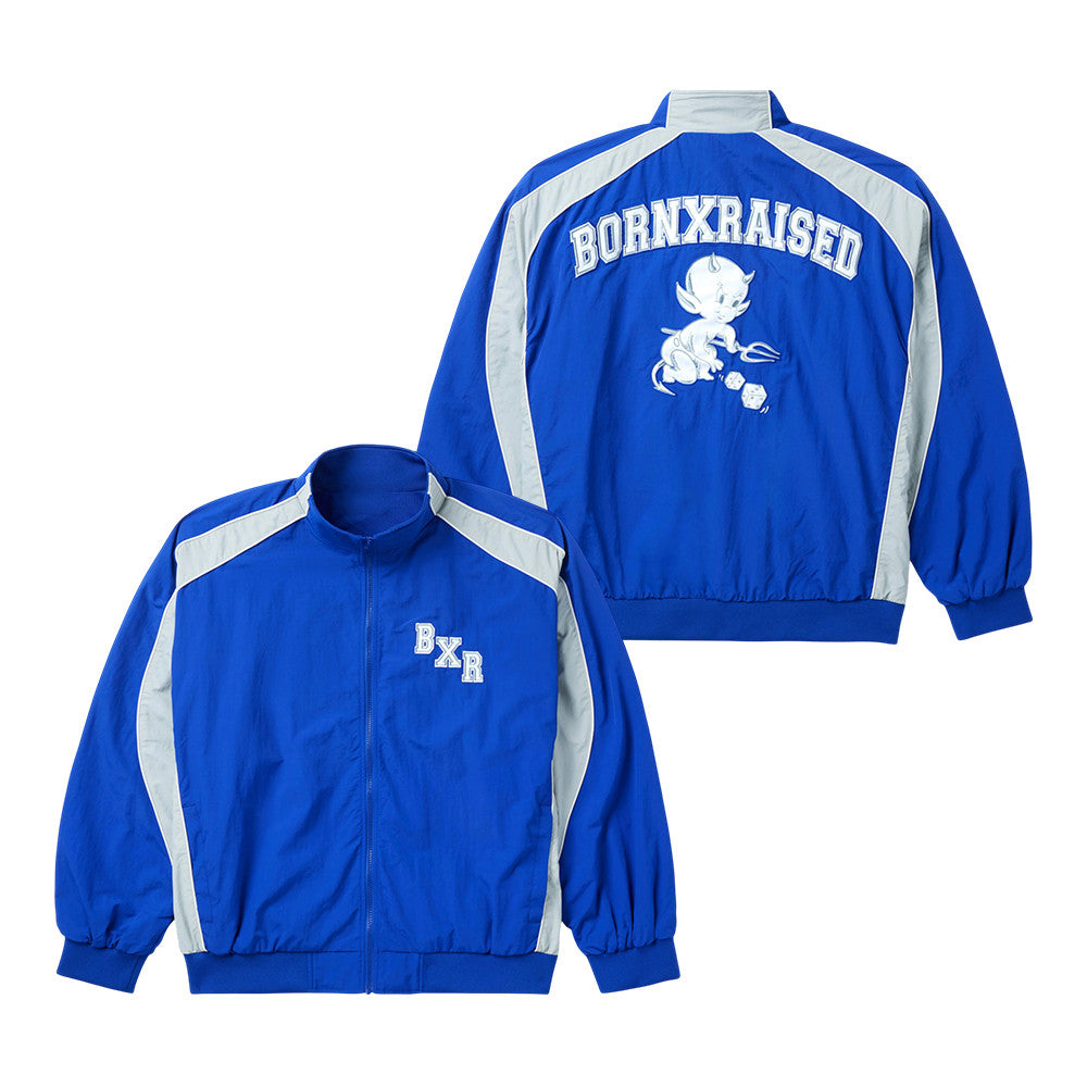 Born x Raised Merch Lil Devil Windbreaker Blue Grey Jacket Unique Gifts For Music Lovers - Foxy23shop