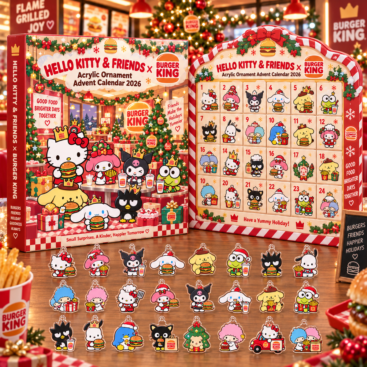 Hello Kitty And Friends x Burger King Advent Calendar 2026 Christmas Table Decorations Ornament - Foxy23shop