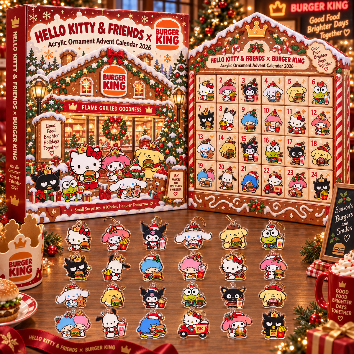 Hello Kitty And Friends x Burger King Advent Calendar 2026 Grinch Christmas Decorations Ornament - Foxy23shop