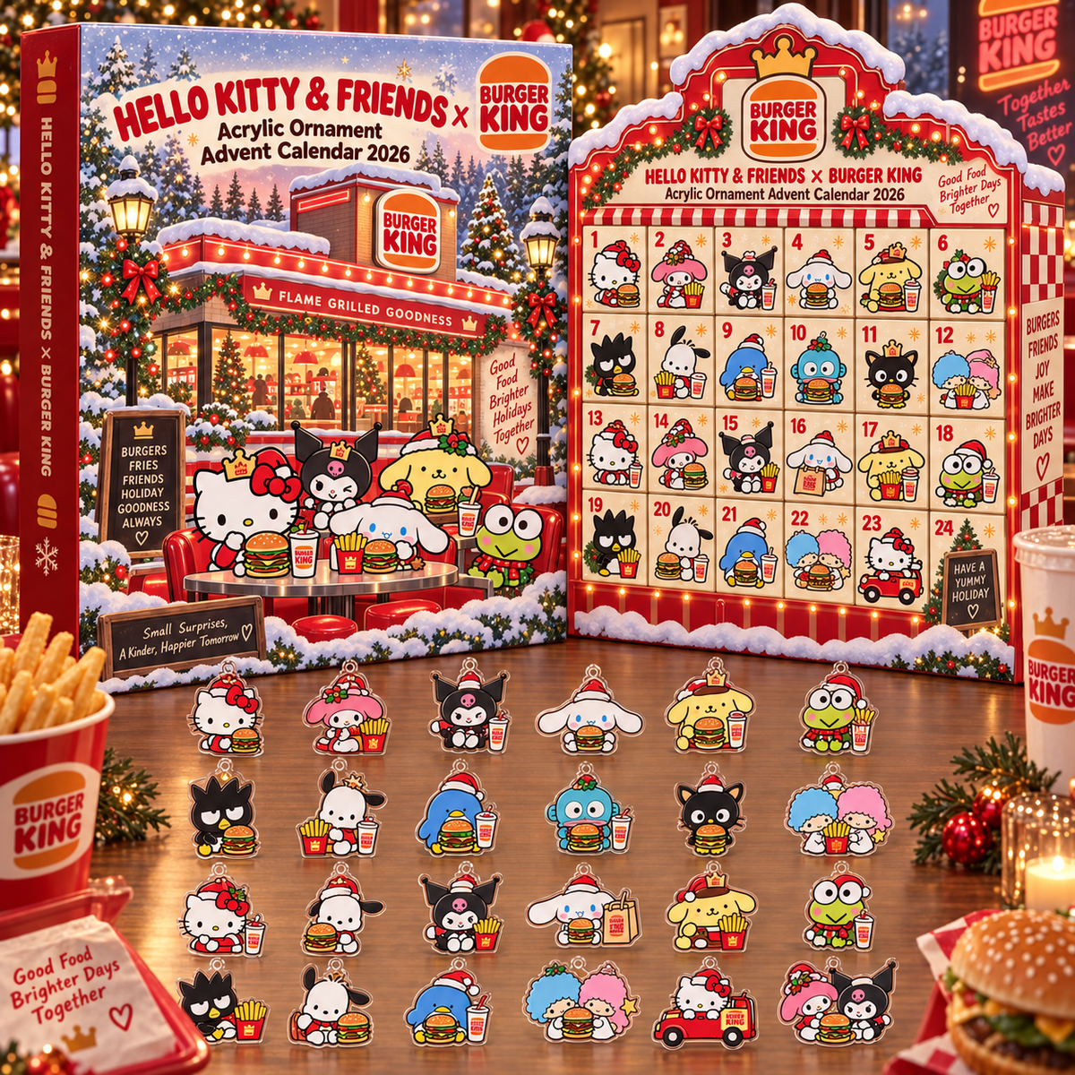 Hello Kitty And Friends x Burger King Advent Calendar 2026 Picture Christmas Ornament Gifts For Her - Foxy23shop