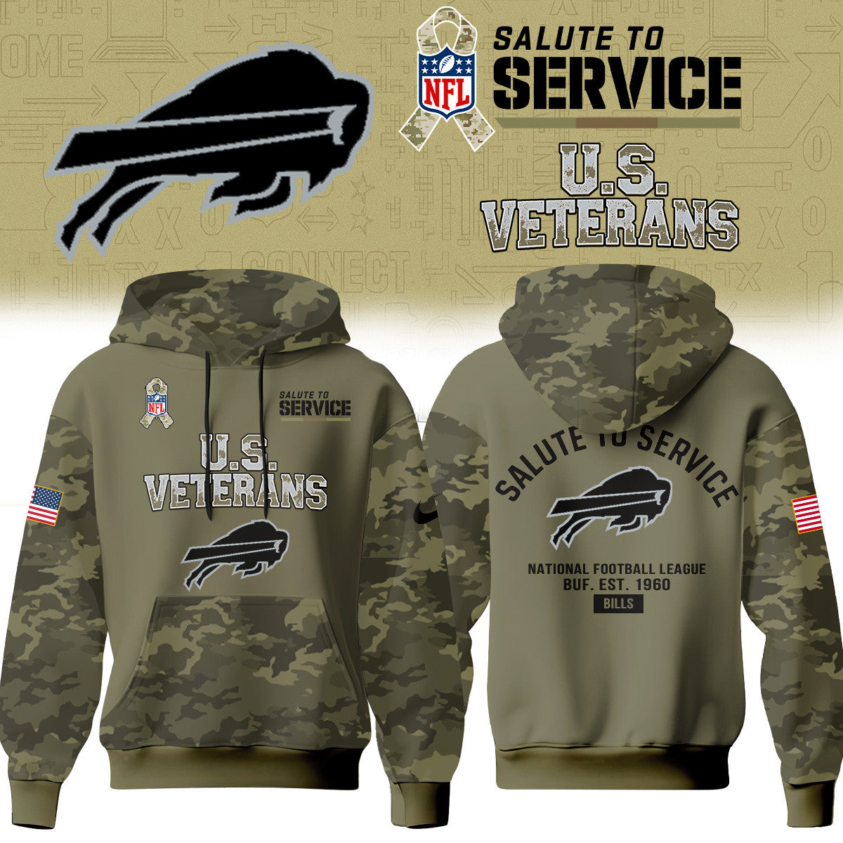 Buffalo Bills Merch NFL 2026 Salute To Service Hoodie Gifts For Bills Mafia - Foxy23shop