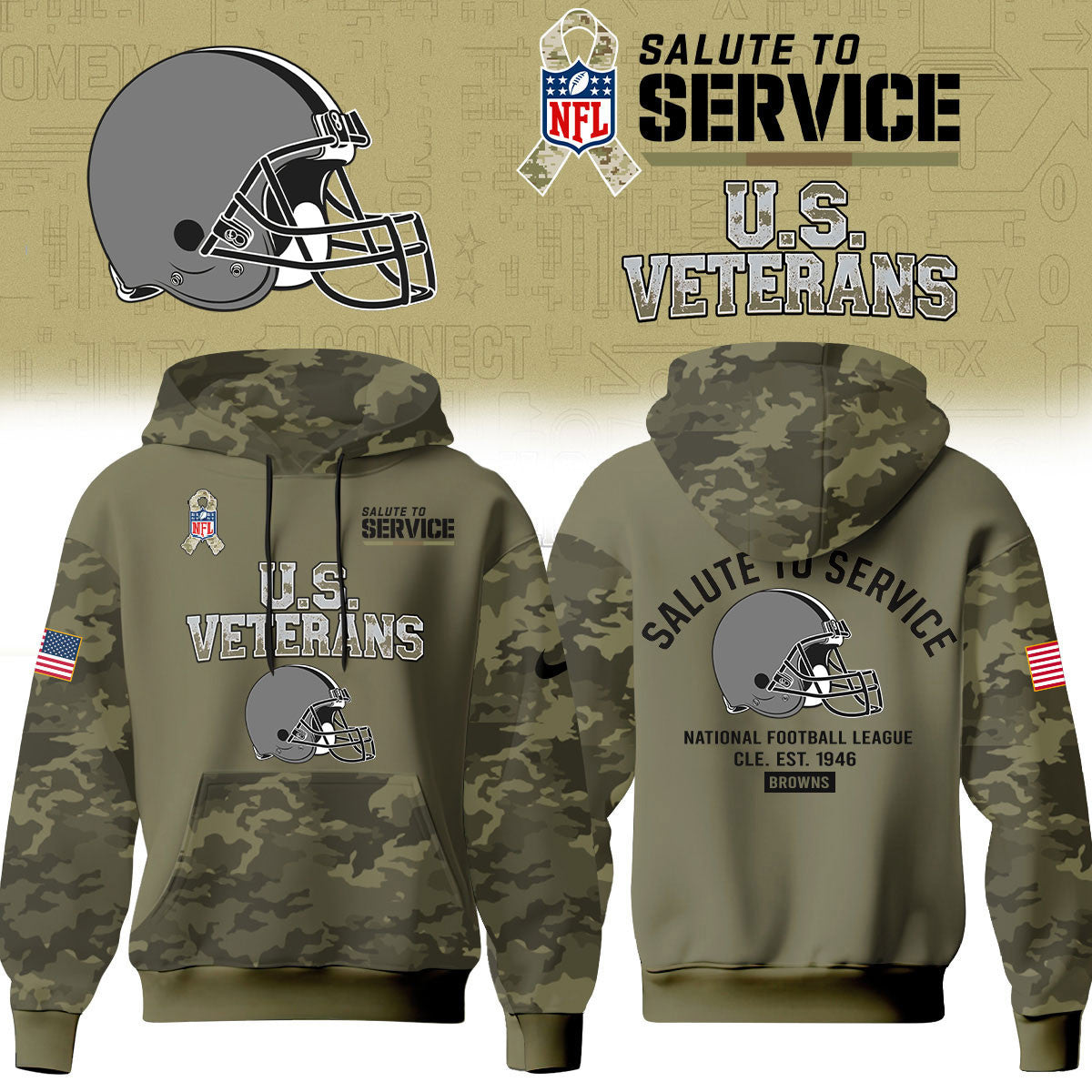 Cleveland Browns Merch NFL 2026 Salute To Service Hoodie Best Football Gift Ideas - Foxy23shop