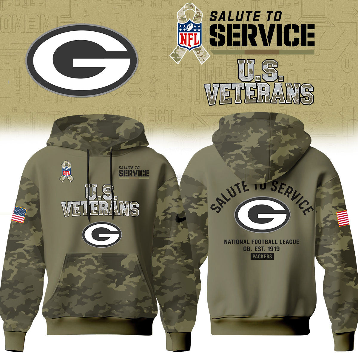 Green Bay Packers Merch NFL 2026 Salute To Service Hoodie Gifts Idea For Packers Fans - Foxy23shop