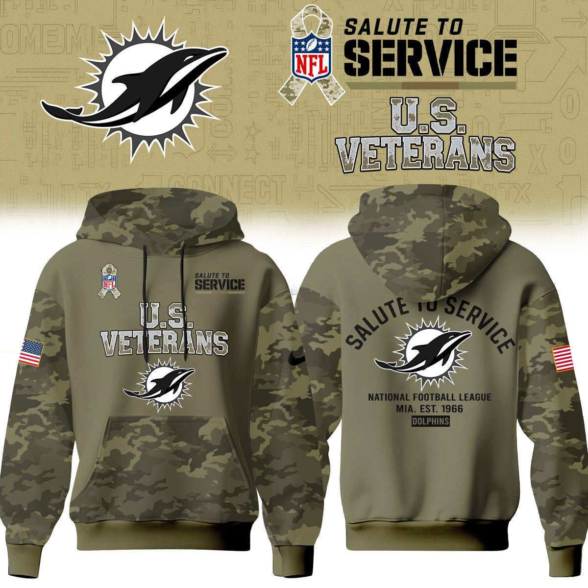 Miami Dolphins Merch NFL 2026 Salute To Service Hoodie Football Lover Gifts - Foxy23shop