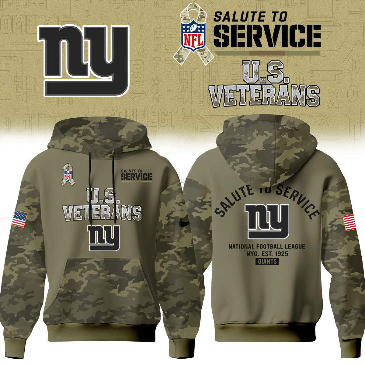 New York Giants Merch NFL 2026 Salute To Service Hoodie Football Fan Gear - Foxy23shop