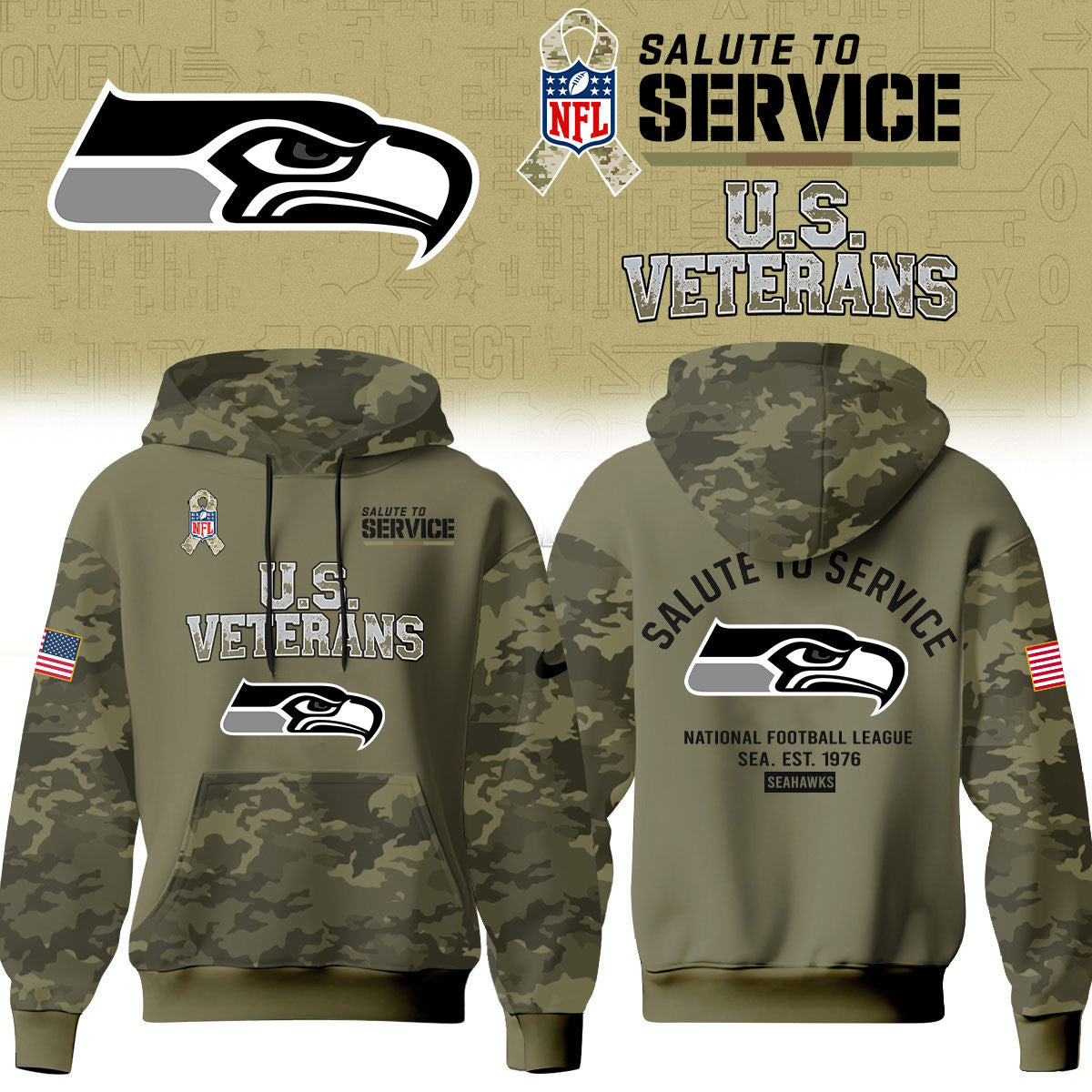 Seattle Seahawks Merch NFL 2026 Salute To Service Hoodie Gifts For The 12s - Foxy23shop