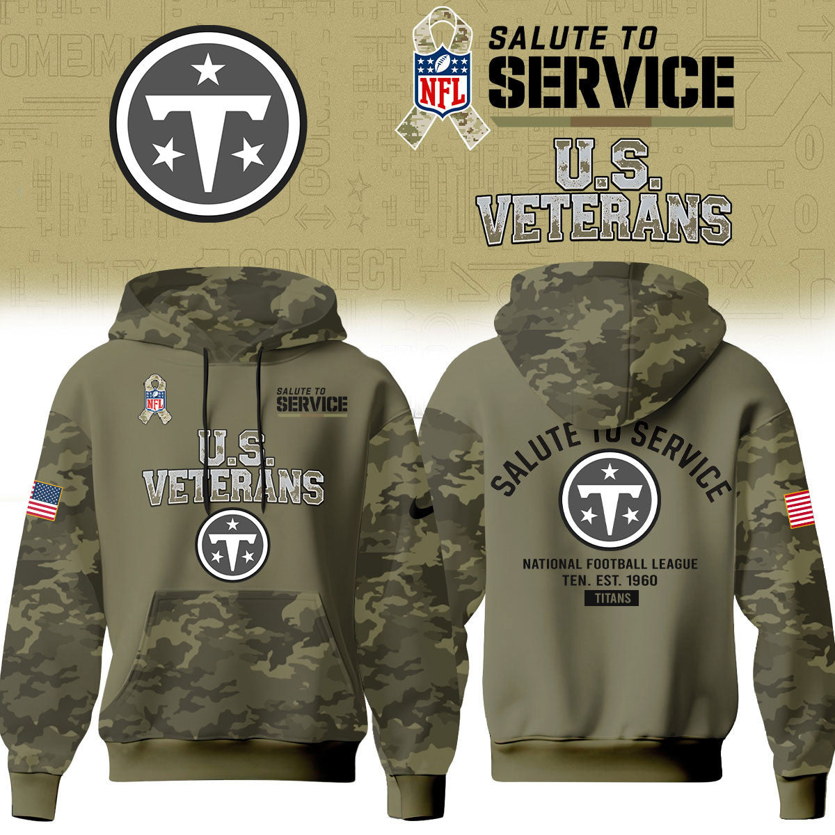Tennessee Titans Merch NFL 2026 Salute To Service Hoodie Best Gifts For Football Lover - Foxy23shop