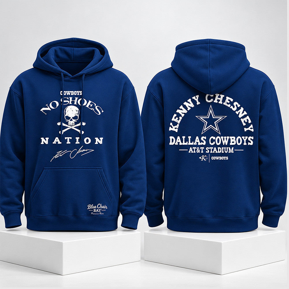 Dallas Cowboys x Kenny Chesney Merch No Shoes Nation Blue Chair Bay 2027 Hoodie Fan Gift - Foxy23shop