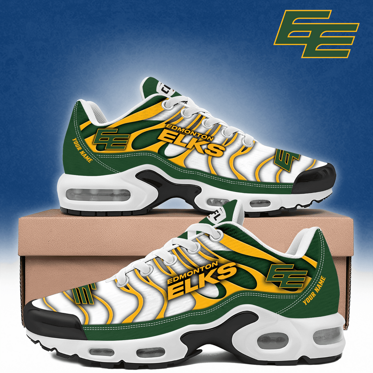 Customized Edmonton Elks Merch Air Max Plus Sneakers Good Gifts For Boyfriend - Foxy23shop