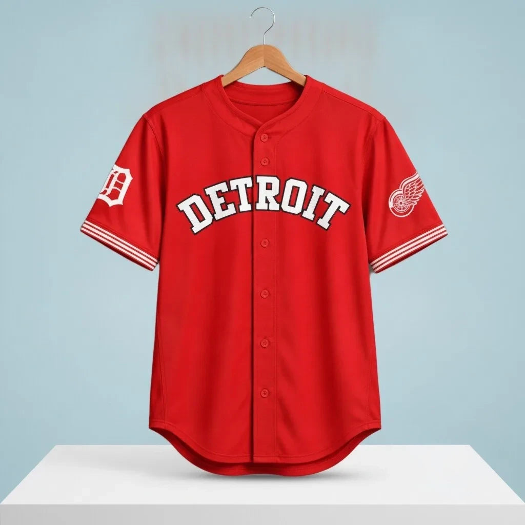 Detroit Red Wings Tigers Baseball Jersey Detroit Tigers Merch Fan Gifts - Foxy23shop