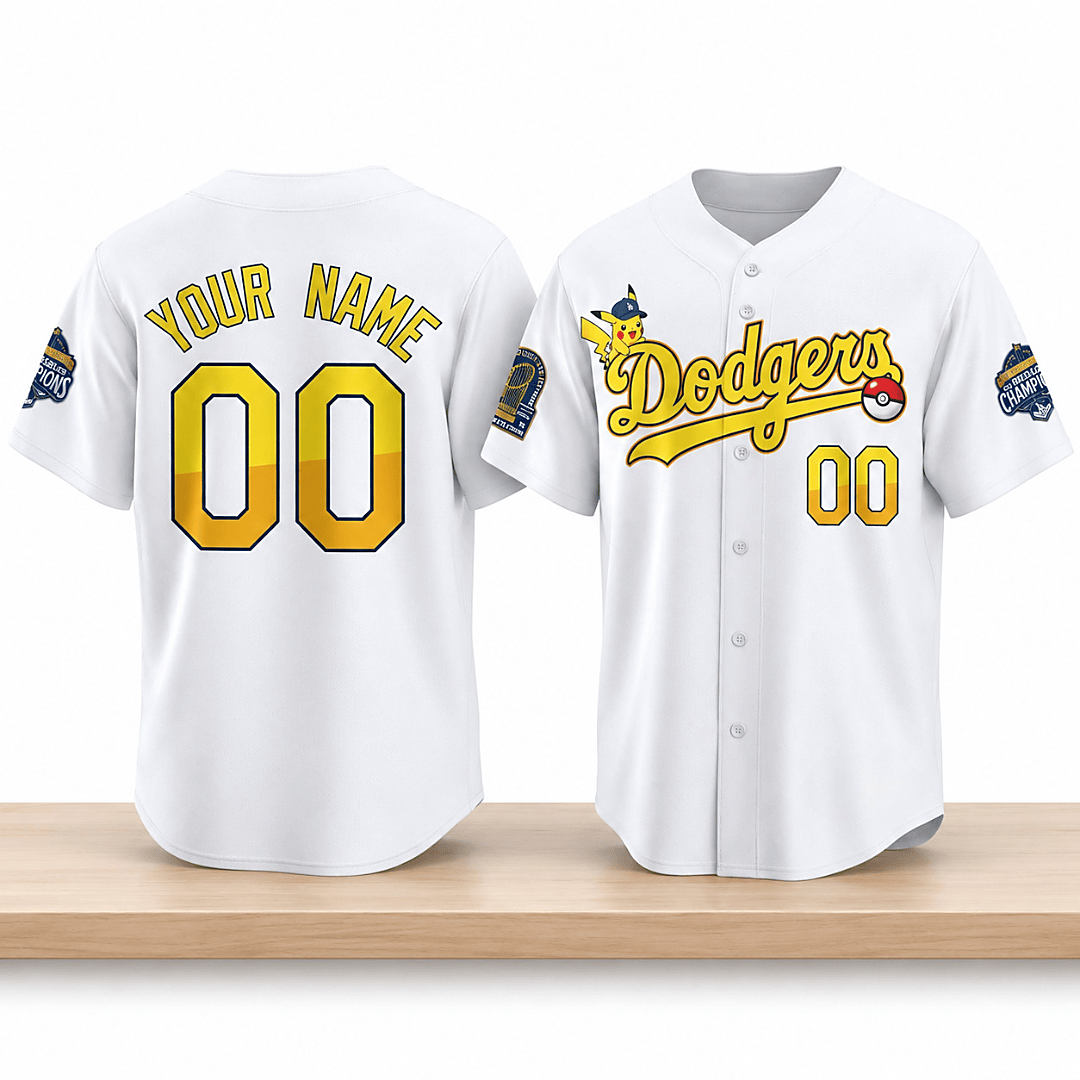 Personalized Los Angeles Dodgers World Series Champions Pikachu 2026 Jersey Baseball Fan Gear - Foxy23shop