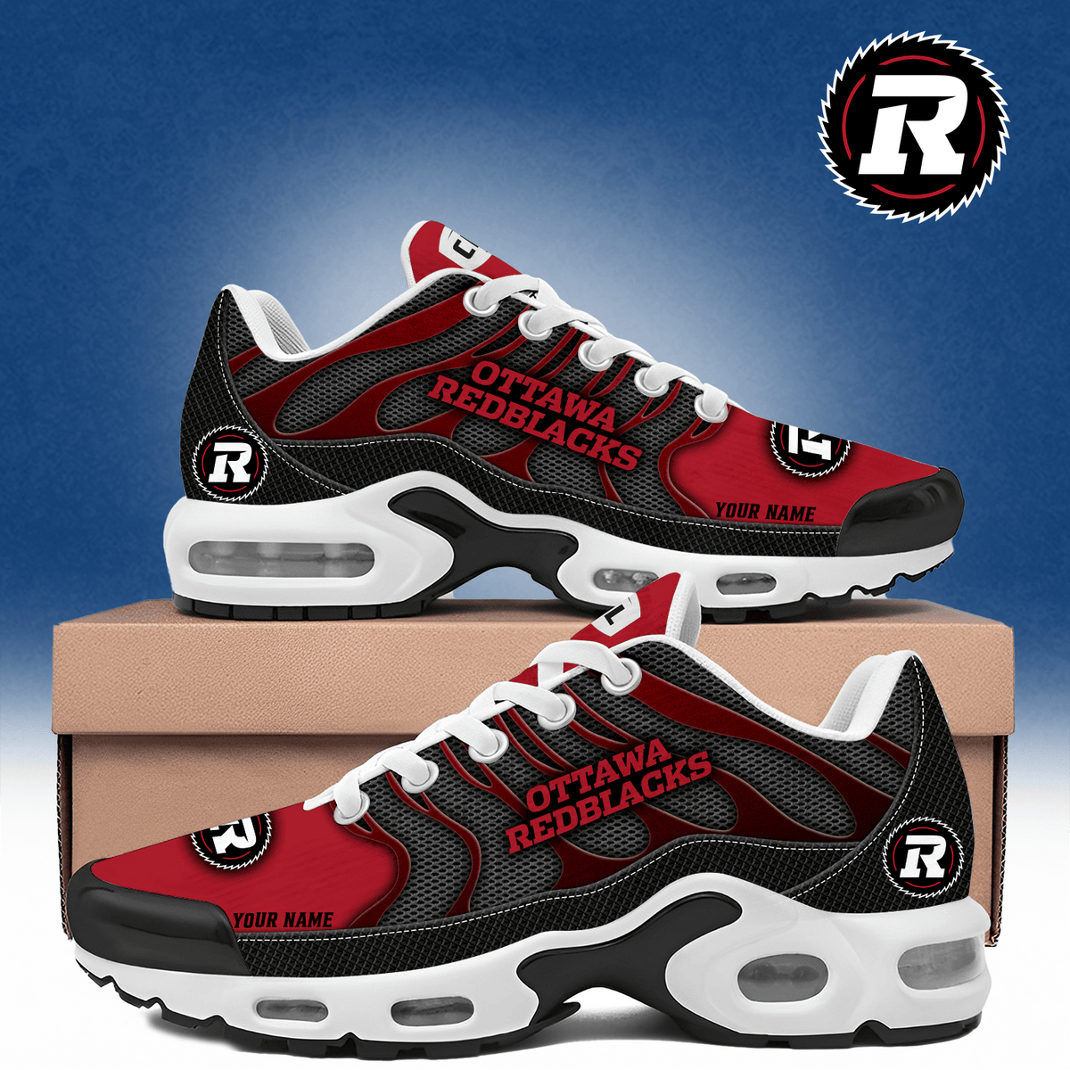 Customized Ottawa Redblacks Blue Bombers Merch Air Max Plus Sneakers Football Gifts For Boyfried - Foxy23shop