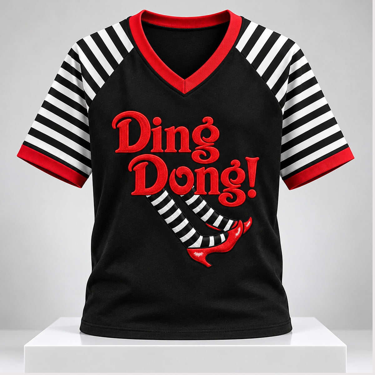 Ding Dong Shoes Halloween 2026 V-Neck Shirt Halloween Clothing Gifts For Girlfriend - Foxy23shop