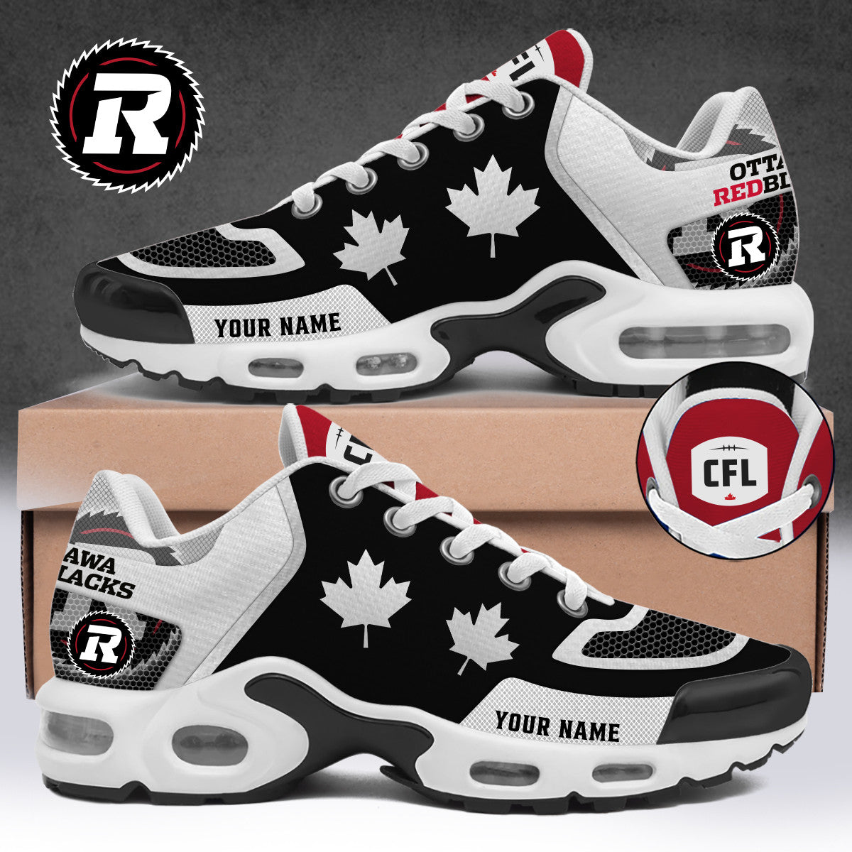 Customized Ottawa Redblacks Merch Air Max Plus Sneakers Unique Gifts For Football Fans - Foxy23shop