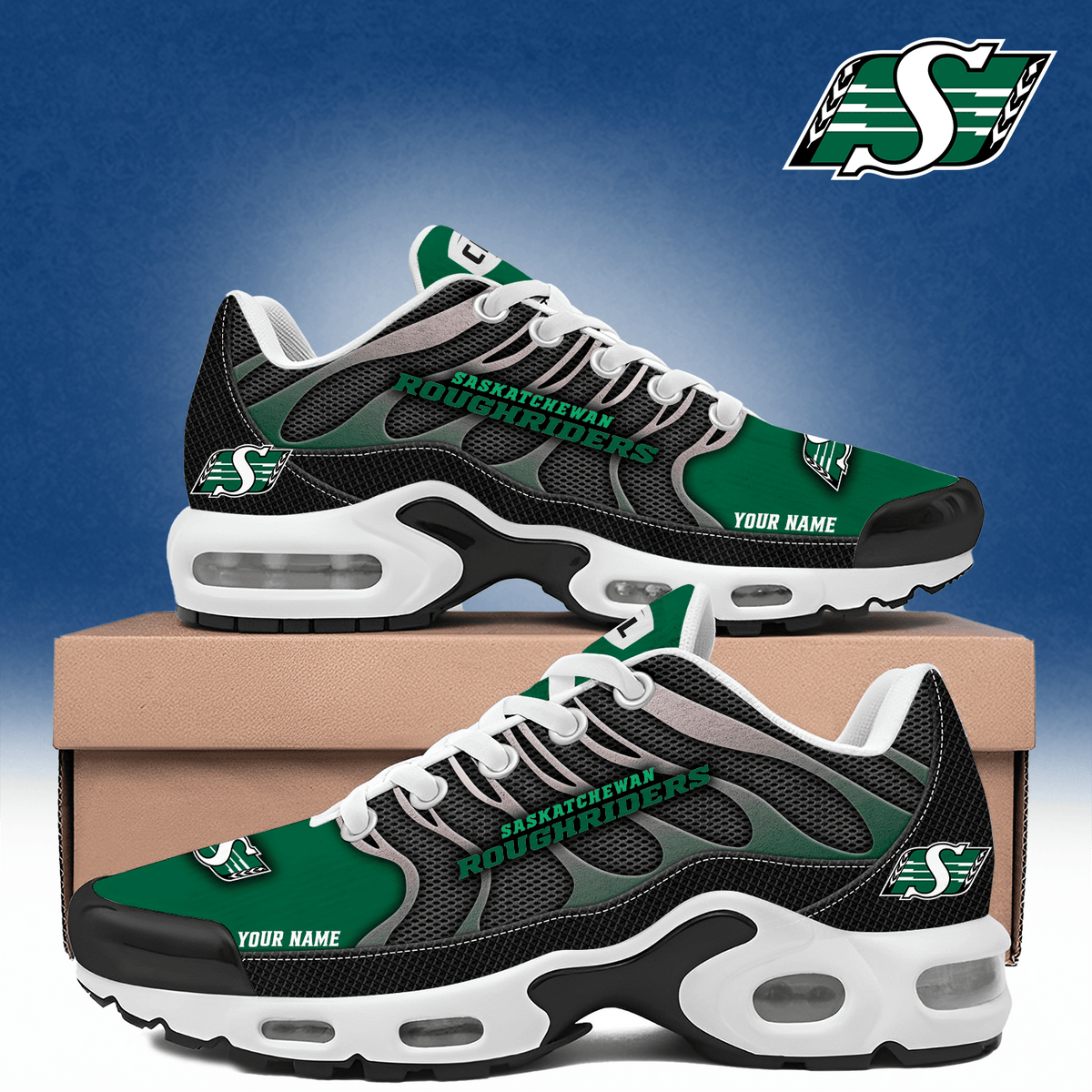 Customized Saskatchewan Roughriders Merch Air Max Plus Sneakers Football Gifts For Him - Foxy23shop
