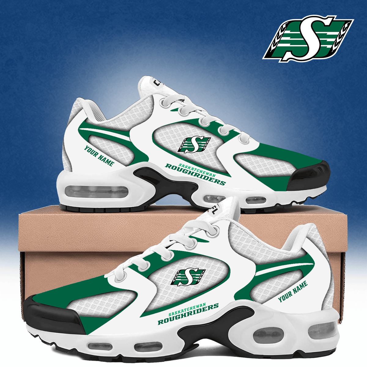 Customized Saskatchewan Roughriders Merch Air Max Plus Sneakers Football Related Gifts - Foxy23shop