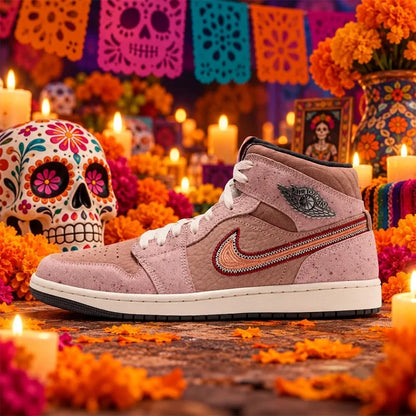 Mid SE Dia De Muertos Sneakers Day Of The Dead Merch Gifts Ideas For Besties - Foxy23shop