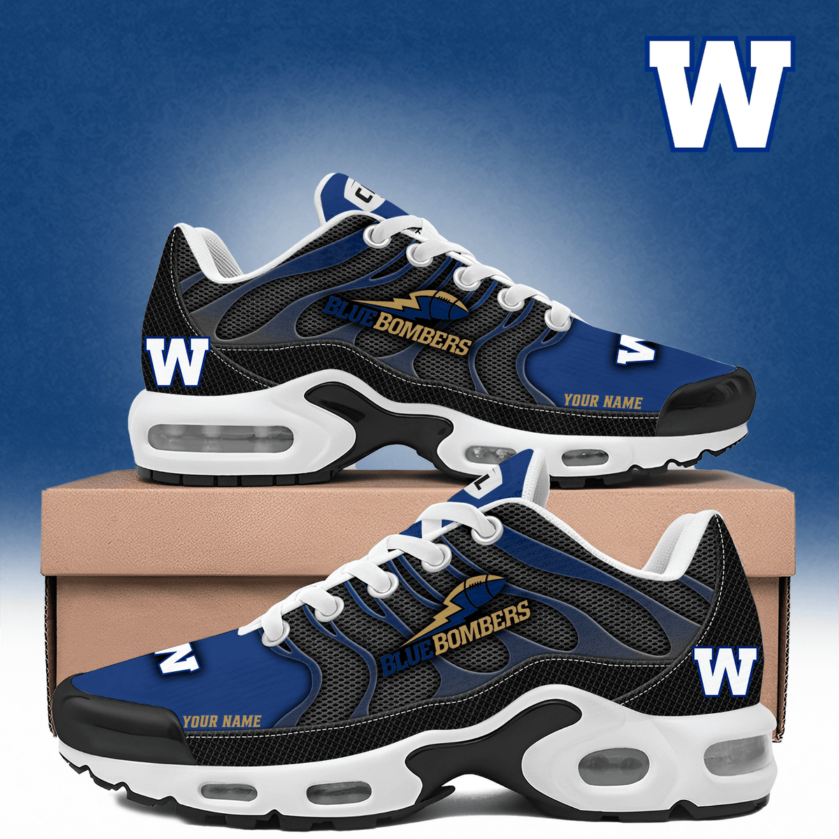 Customized Winnipeg Blue Bombers Merch Air Max Plus Sneakers Football Gifts For Him - Foxy23shop