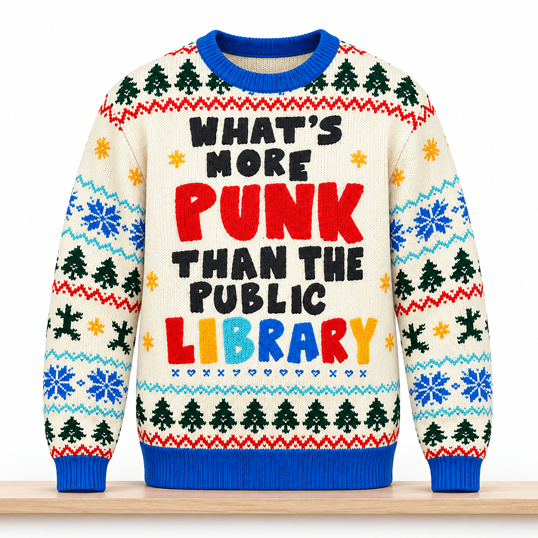 What's More Punk Than The Public Library Christmas 2026 Ugly Sweater Xmas Clothing Gifts For Bookish - Foxy23shop