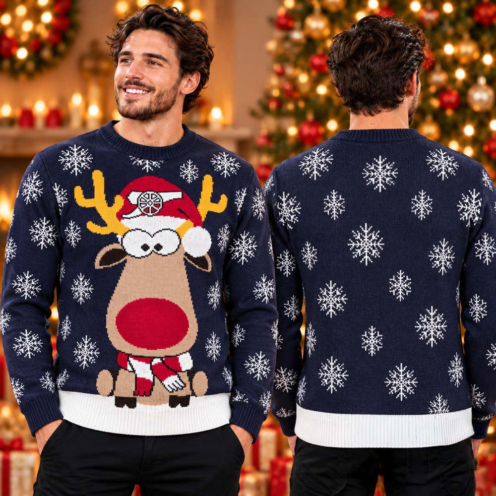 Arsenal Reindeer Jumper Christmas Ugly Sweater Xmas Clothing Arsenal Fan Gear - Foxy23shop